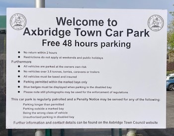 Axbridge Town Car Park Photo Of Regulation Board